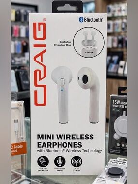 Craig Mini-wireless Bluetooth Earphones w/ Charging Box NEW